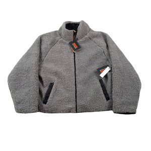 Bass Outdoor Reversible Fleece Zip Jacket Womens XL Grey Black Sherpa $89‎